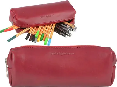 Produktbild von Ruitertassen Stiftetui Leder große Stiftrolle Schlamper Stifteetui Etui Tasche rot Sattelleder 150002SI