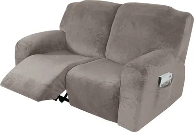 Produktbild von 6 PCS Stretch Recliner Sofa Schonbezug Möbelschutz für 2 Sitzkissen Couch, Hellgrau