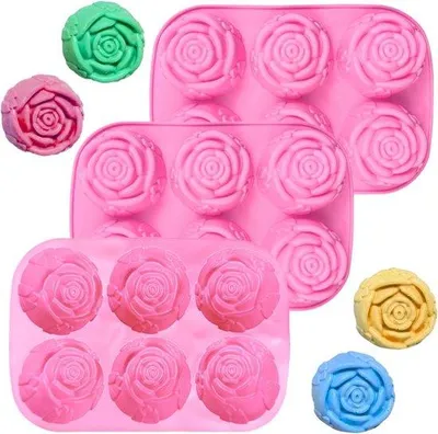 Produktbild von Silikon-Formen für Blumen und Süßigkeiten, 3-teilig, Antihaftbeschichtung, 6 Auslassungen