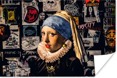Produktbild von MuchoWow® Poster Das Mädchen mit dem Perlenohrring - Tätowierung - Vermeer 120x80 cm - Bilder