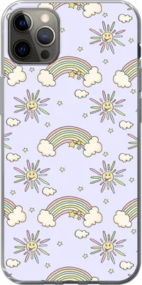 Produktbild von MuchoWow® Handyhülle Schutzhülle Hülle für Telefoonhoesje iPhone 12 Pro Max Mädchen - Regenbogen - Sonne - Muster - Mädchen - Kinder - Kinder - Kind Silikon Softcase Handy Hülle - Hartschale