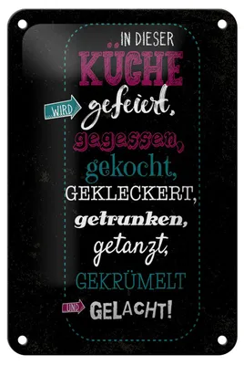 Produktbild von Blechschild Spruch 12x18cm In dieser Küche wird Aufzählung Dekoration