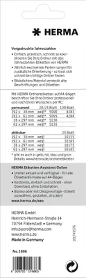 Image de HERMA 1686 Ordner-Inhaltsschild 100er "2026", 60 x 26 mm, bedruckt