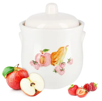 Obrázek produktu pro Mambocat Rumový hrnec Ruben 5 litrů Bílý porcelánový úložný box Kvasný hrnec Hrnec na kysané zelí Hrnec na okurky