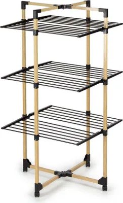 Produktbild von Vitapur Vitapur Kleiderständer - Kleiderständer - Kleiderständer - Zusammenklappbarer Kleiderständer - Zusammenklappbarer Kleiderständer - 3 Etagen - Holzoptik - Schwarz