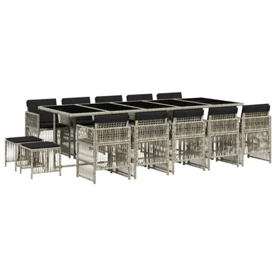 Image de vidaXL Ensemble de jardin 15 pièces avec coussins gris clair Poly rotin