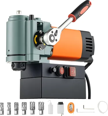 Immagine prodotto di Trapano magnetico VEVOR a basso profilo, 1300 W, diametro di foratura 35 mm, potenza 10000 N, trapano magnetico portatile con codolo Weldon, per superfici metalliche industria del fai da te