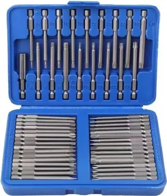 Produktbild von 50-teiliges Bohrer-Schraubendreher-Bit-Set, extra lang magnetisch, mit Aufbewahrungskoffer, Sechskant-Stern-Bits, Philips-Vierkant-Schraubenschluessel