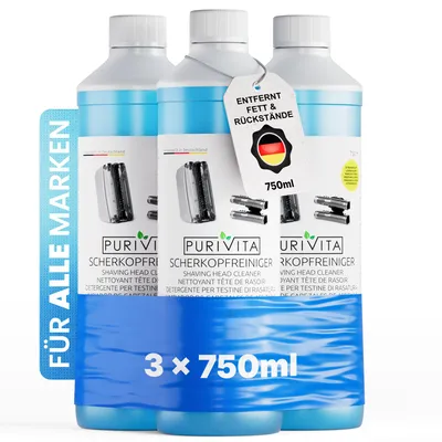 Produktbild von PURIVITA® Scherkopfreiniger Nachfüllflüssigkeit für Elektrorasierer, 3 x 750 ml