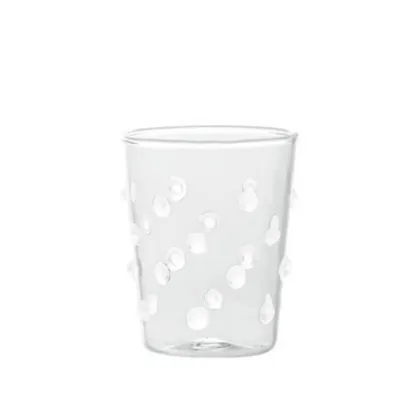 Immagine prodotto di Zafferano Set 6 Bicchieri Party Tumbler Junior in Vetro Borosilicato Bianco, Design Artigianale con Decoro a Pois per Aperitivi e Liquori