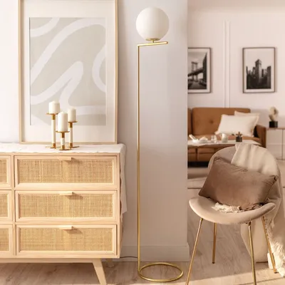 Obrázek produktu pro Abruzzo Home Skleněná stojací lampa E27 s koulí