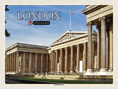 Produktbild von vianmo Holzschild 30x40 cm British Museum London England Bildmotiv Reisemotiv Abenteuer Reisen