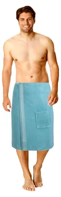 Produktbild von Herren Saunakilt Frottee 100% Baumwolle Klettverschluss Farben: grün, beige, Creme, grau Farbe grün