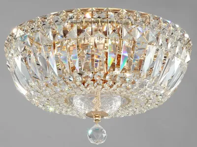 Zdjęcie produktu dla Plafon LAMPA sufitowa BASFOR DIA100-CL-03-G kryształowa OPRAWA glamour plafoniera crystal złota przezroczysta