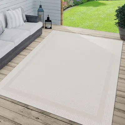 Produktbild von TT Home In-& Outdoorteppich Wetterfest Terrasse Küche Modern Mit Umrandung Unifarben Größe 80x150 cm