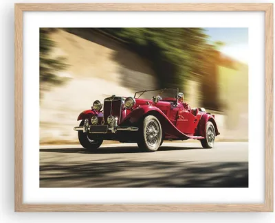 Produktbild von Gerahmtes Poster - Rahmen in heller Eiche - Mg Rot Auto - 50x40 cm - Wand Bild - Wanddeko - Wandbilder - Kunstposter - Wandposter - Bilderrahmen - Bilder - Kunstdruck - Wandbild - P2NAA50x40-4364