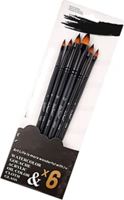 Image de Jeu de 6 pinceaux en acrylique, poils en nylon doux, polyvalents, pour artistes et étudiants. Ensemble de pinceaux professionnels pour aquarelle, idéal pour la peinture et de type "langue de chat"