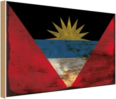 Produktbild von vianmo Holzschild 12x18 cm Antigua und Barbuda Rost Flagge Fahne Wappen