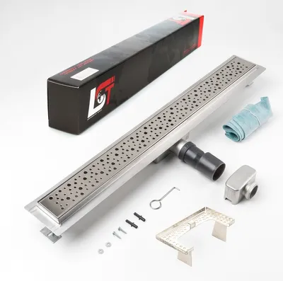 Produktbild von Duschrinne Tropfen 700x70mm Ablaufrinne Duschrost mit Edelstahl Siphon Haarsieb