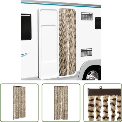 Immagine prodotto di The Living Store Tenda a zanzariera beige e marrone 56x185 cm in ciniglia