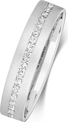Produktbild von 9 Karat (375) Weißgold Halb Eternity Diamant Trauring/Ehering/Hochzeitsring Brillant-Schliff 0.22 Karat H - I1 I2, 54 (17.2); TRS368039KWRSN