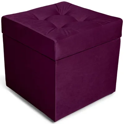 Obrázok produktu pre MG Design, taburetka s úložným priestorom, fialová, 45x45 cm - objem úložného priestoru 50 litrov, nosnosť do 300 kg, pripravená na okamžité použitie, ľahko udržiavateľná, vhodná do obývačky a predsiene