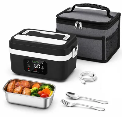 Produktbild von Elektrische Lunchbox 1 L, beheizbare Lunchbox mit 8000mAh Akku, kabelloser Speisenwärmer, 6 Temperaturstufen, Timer, auslaufsicher, für Arbeit und Reise