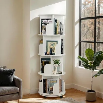 Produktbild von Azomor® Drehbare Bücherregal mit vier Ebenen und Rollen