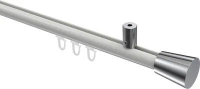 Produktbild von Interdeco Innenlaufstange / Gardinenstange mit Innenlauf Weiß / Chrom, Typ Sonius Sitra (Konus) Deckenmontage, 20 mm Ø 1-läufig, 200 cm