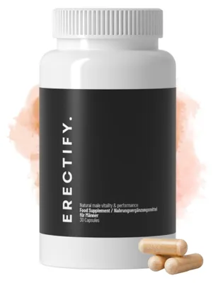 Produktbild von ERECTIFY - Natürliche Formel für männliche Vitalität und Leistung - Mit L-Arginin, Maca, Tribulus & Zink - Unterstützt Libido, Potenz und intime