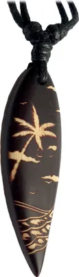 Produktbild von viva-adorno Halskette Surfbrett Holzanhänger graviert Baumwollband Surfer Kette Länge verstellbar HK30g, D1 Palme
