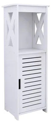 Immagine prodotto di Mobiletto da bagno con portascopetta, da appoggio, in legno, 26 x 20 x 75 cm, bianco