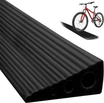 Image de Rampe de seuil de 3 cm, capacité de 500 kg, dimensions 100 x 7 cm, noire, pour fauteuil roulant, en TPE