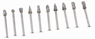 Hartmetall-Fräser-Set, 10-tlg., Wolframstahl, für Holz & Metall