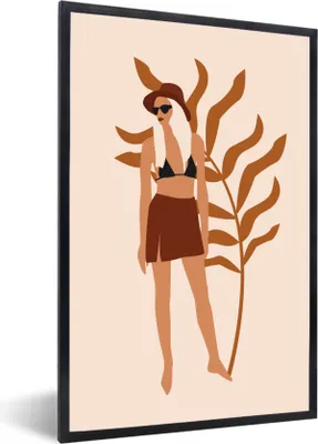 Produktbild von MuchoWow® Gerahmtes Poster Sommer - Frau - Laub 20x30 cm - Poster mit Schwarzem Bilderrahmen Wandposter Rahmen Foto Bilder - Drucken - Bilder Poster im Rahmen