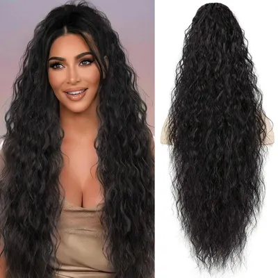 Immagine prodotto di Caschetto per capelli a forma di coda di cavallo, lungo, ondulato e riccio, 75 cm, colore nero