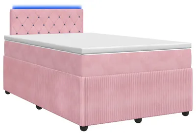 Immagine prodotto di Letto a molle con materasso con testata rosa 120 x 200 cm in velluto