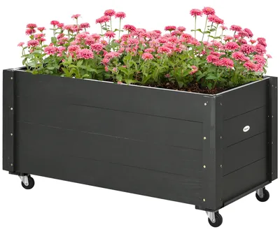 Immagine prodotto di Fioriera da Giardino con Foro di Drenaggio e Rotelle 89x48x47 cm in Legno di Abete Nera