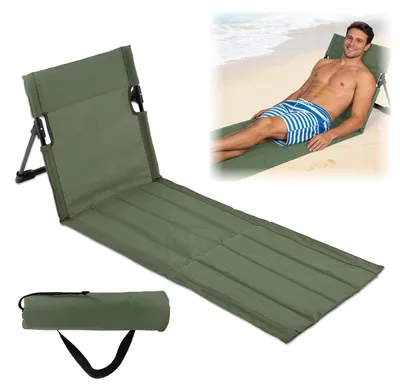 Klappbare Strandmatte mit Rückenlehne, Grün, 600D Oxford, 0,68 kg