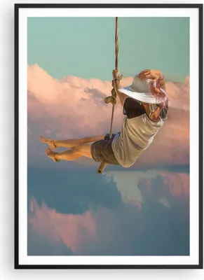 Produktbild von Gerahmtes Poster - Schwarzer Rahmen - Schaukeln Seil Himmel - 70x100 cm - Wand Bild - Wanddeko - Wandbilder - Wandposter - Bilderrahmen - Bilder - Kunstdruck - Wandbild - P2BPA70x100-4259