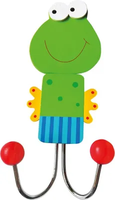 Produktbild von Bino 9987135 Doppel-Wandhaken "Frosch" Kinder-Garderobe