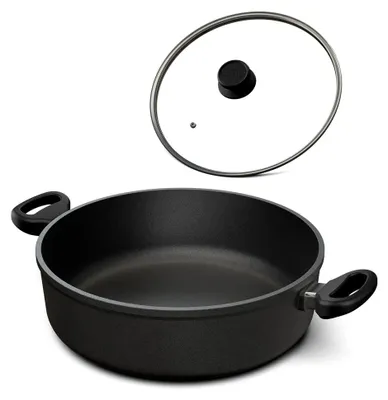 Produktbild von Schmorpfanne 32 cm mit hohem Rand für Induktion,  Germany, induktionsgeeignet, antihaftbeschichtet, Bräter, Schmorkasserolle, backofengeeignet