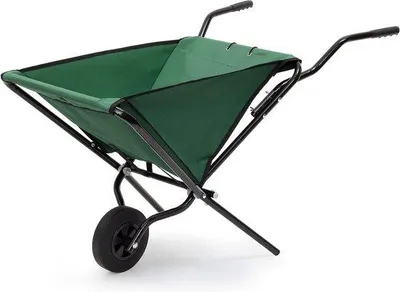Produktbild von Famanu Klappbare Schubkarre aus robustem Stahl - 56 Liter - 66 x 64 x 112 cm - 1 Rad - 30 kg Tragkraft - Grün