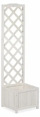 Produktbild von Relaxdays Rankkasten mit Rankgitter, wetterfest, Holz, Balkon, Garten, Rosen, Wein, 25 L Kübel, 145,5 cm Rankhilfe, weiß