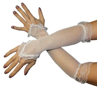 Produktbild von Weiße Netzhandschuhe, lang und fingerlos