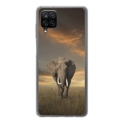 Produktbild von MuchoWow® Handyhülle Schutzhülle Hülle für Samsung Galaxy A12 Elefant - Tiere - Gras - Natur Silikon Softcase Handy Hülle - Bild