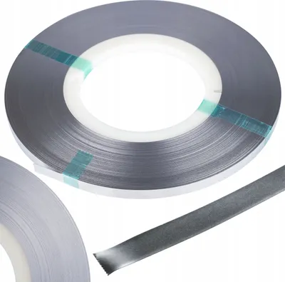 Zdjęcie produktu dla Rosfix Taśma niklowa 0.15x8mm do zgrzewania ogniw z czystego niklu 1mb. + Niklowana blacha miedziana 0.15x10mm + Niklowana blacha stalowa) 1mb.