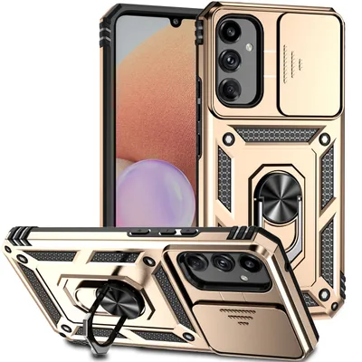 Obrázek produktu pro Pouzdro pro Samsung Galaxy A34 dvouvrstvé pouzdro s posuvným krytem kamery a prstencovým stojánkem Zlato