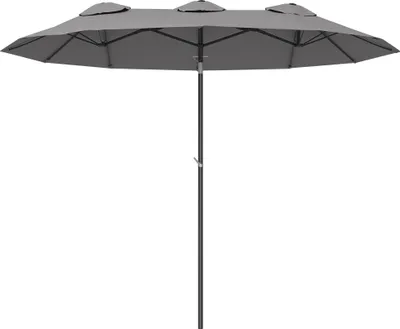 Produktbild von Outsunny Gartenschirm 295 x 152cm Marktschirm mit Winddach für Terrasse Grau