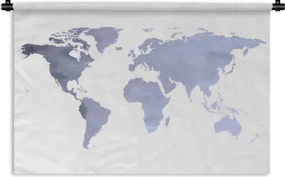 Produktbild von MuchoWow® Wandteppich Wandbehang Weltkarte - Blau - Grau 150x100 cm Tapisserie Dekoration Wandtuch - Waschbar - Tapisserien - Wand-Decke